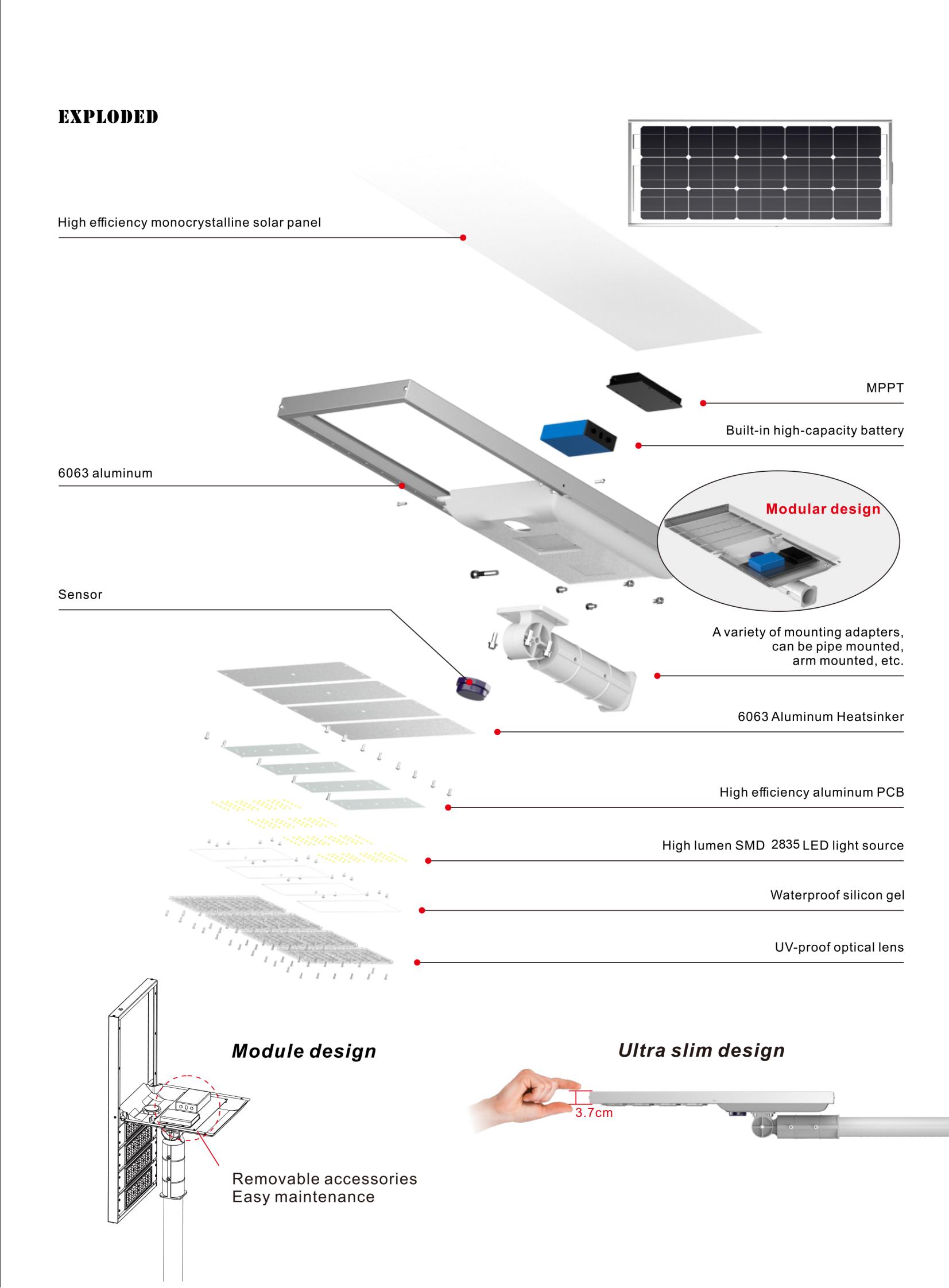 100w led solar street light