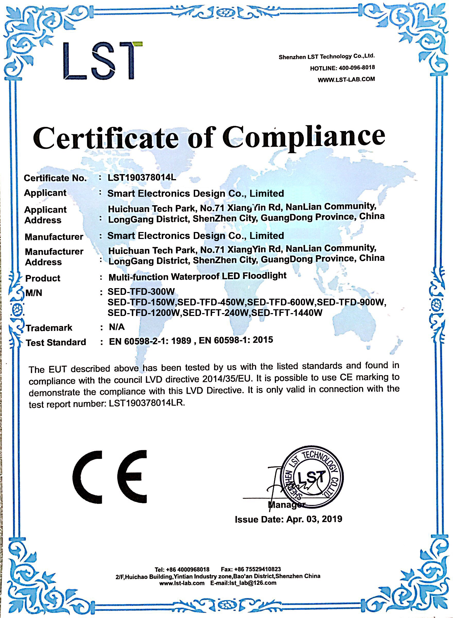 1000w led flood light certificate