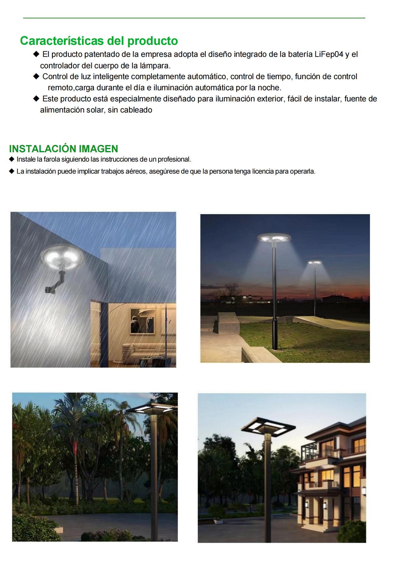 lampara de jardin con panel solar